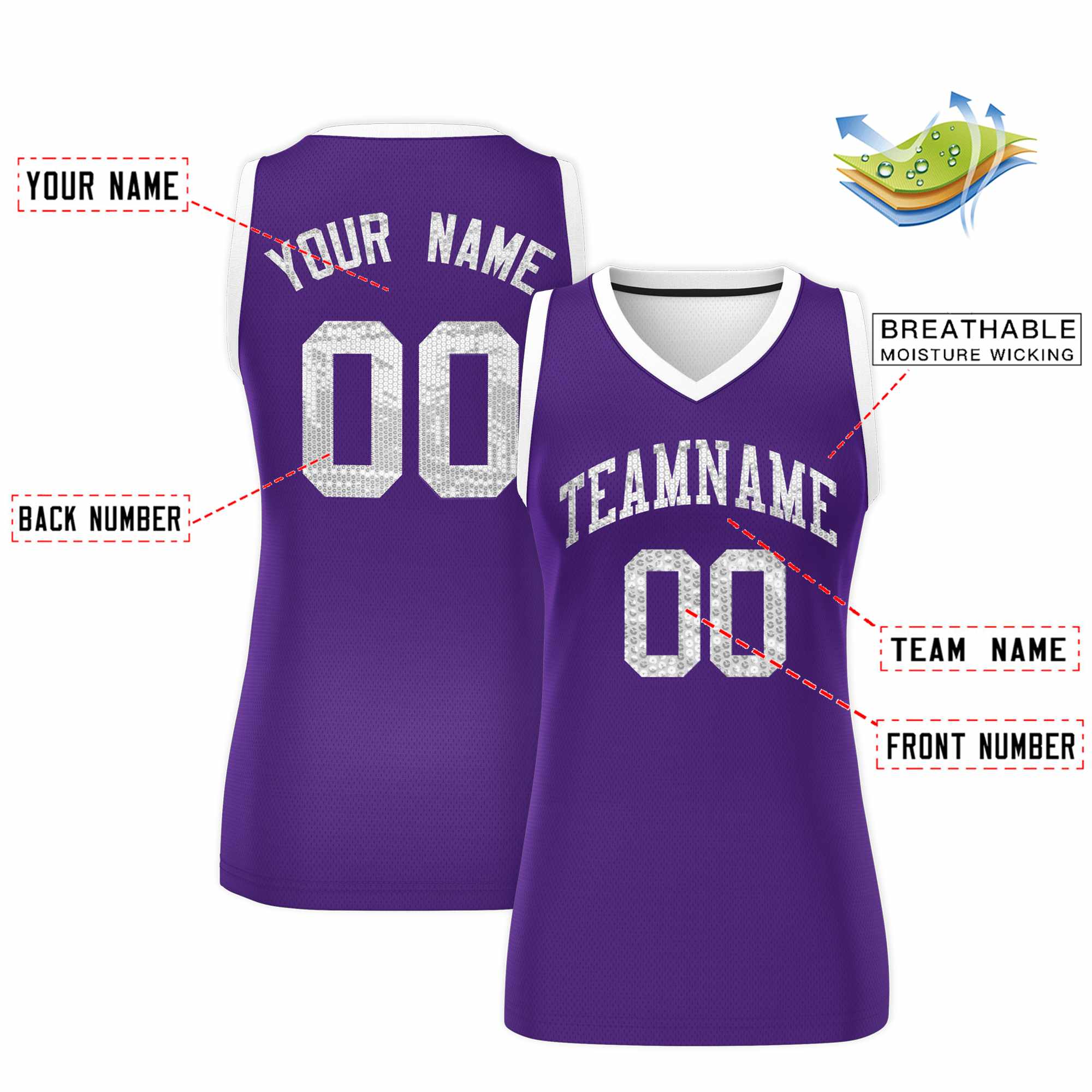 Custom Purple White Women Basketball Jersey Dress