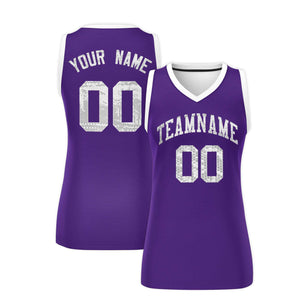 Custom Purple White Women Basketball Jersey Dress