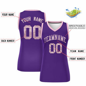 Custom Purple Light Pink Women Basketball Jersey Dress