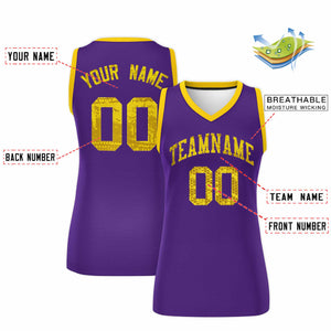 Custom Purple Gold Women Basketball Jersey Dress