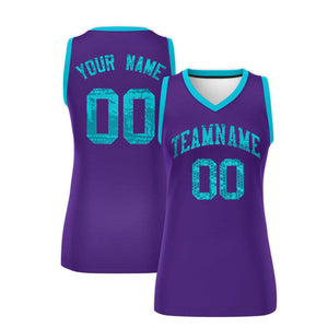 Custom Purple Sky Blue Women Basketball Jersey Dress