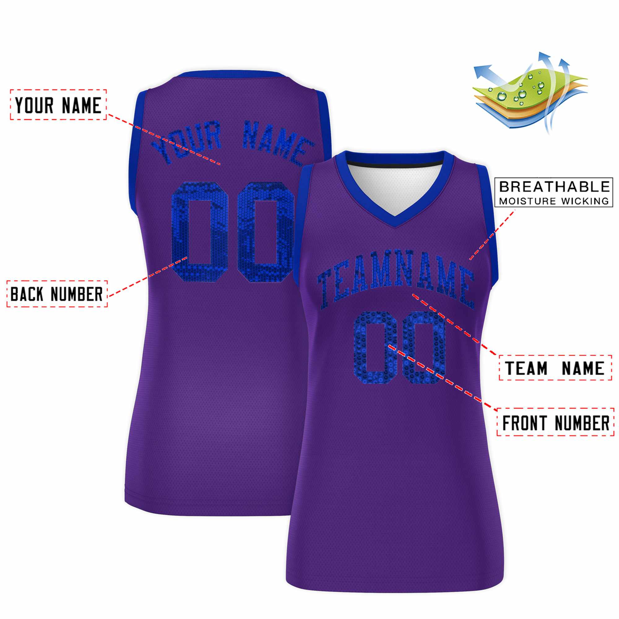 Custom Purple Royal Women Basketball Jersey Dress