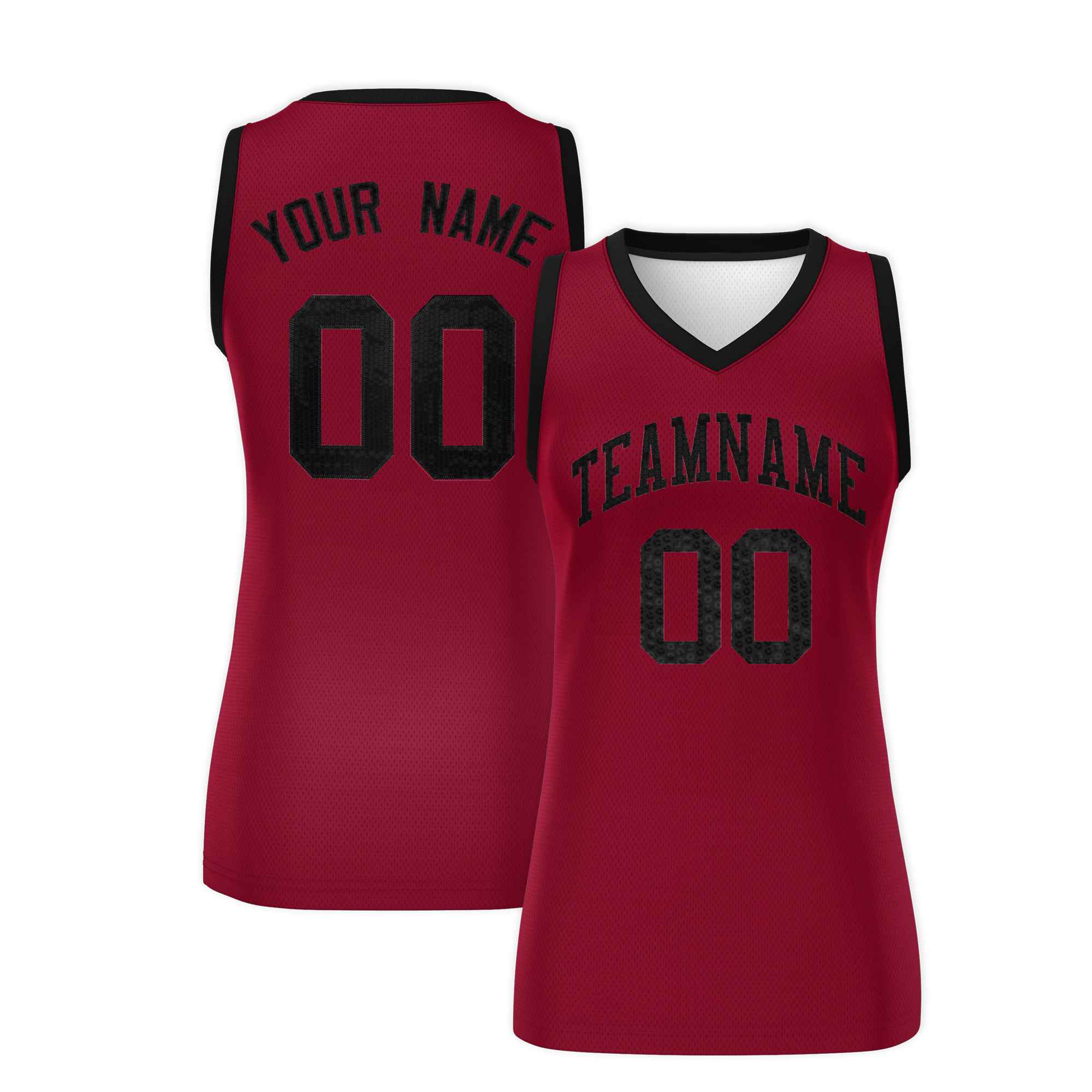 Custom Crimson Black Women Basketball Jersey Dress