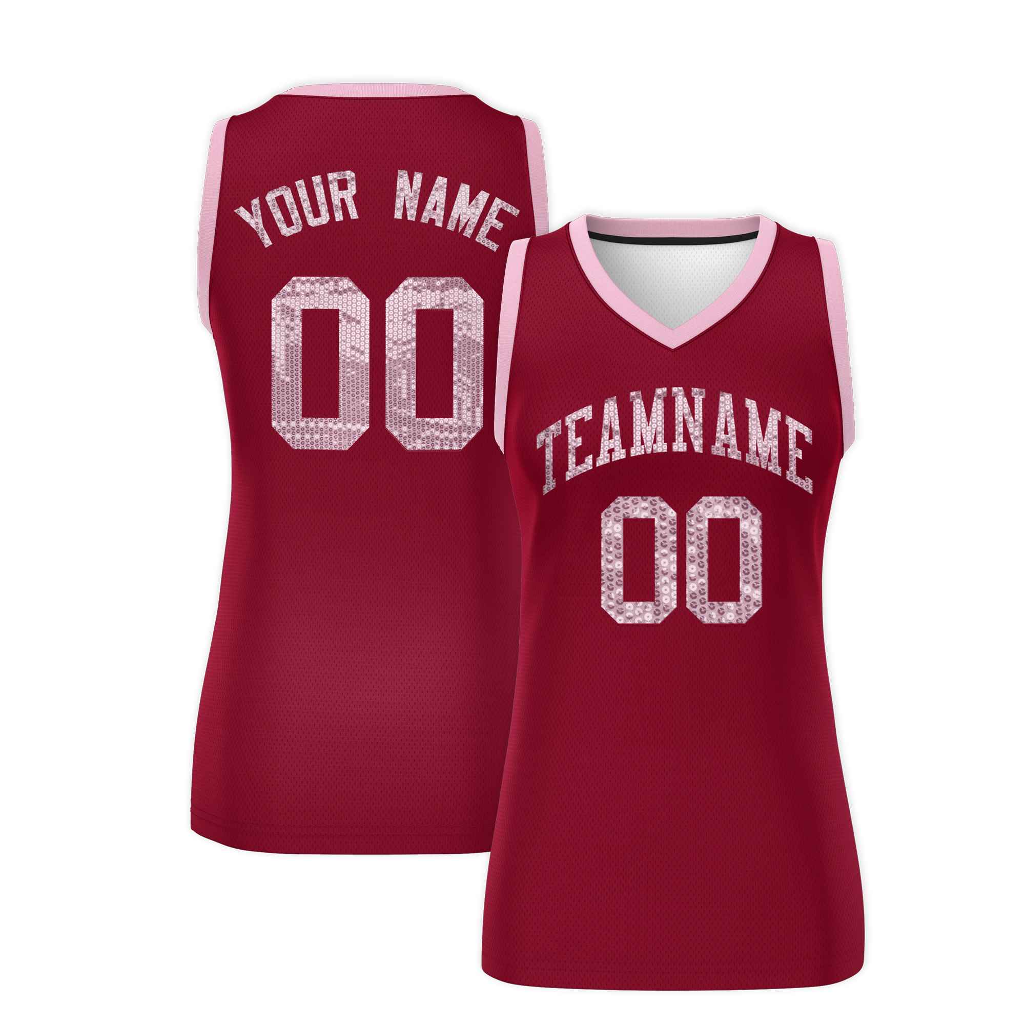 Custom Crimson Light Pink Women Basketball Jersey Dress