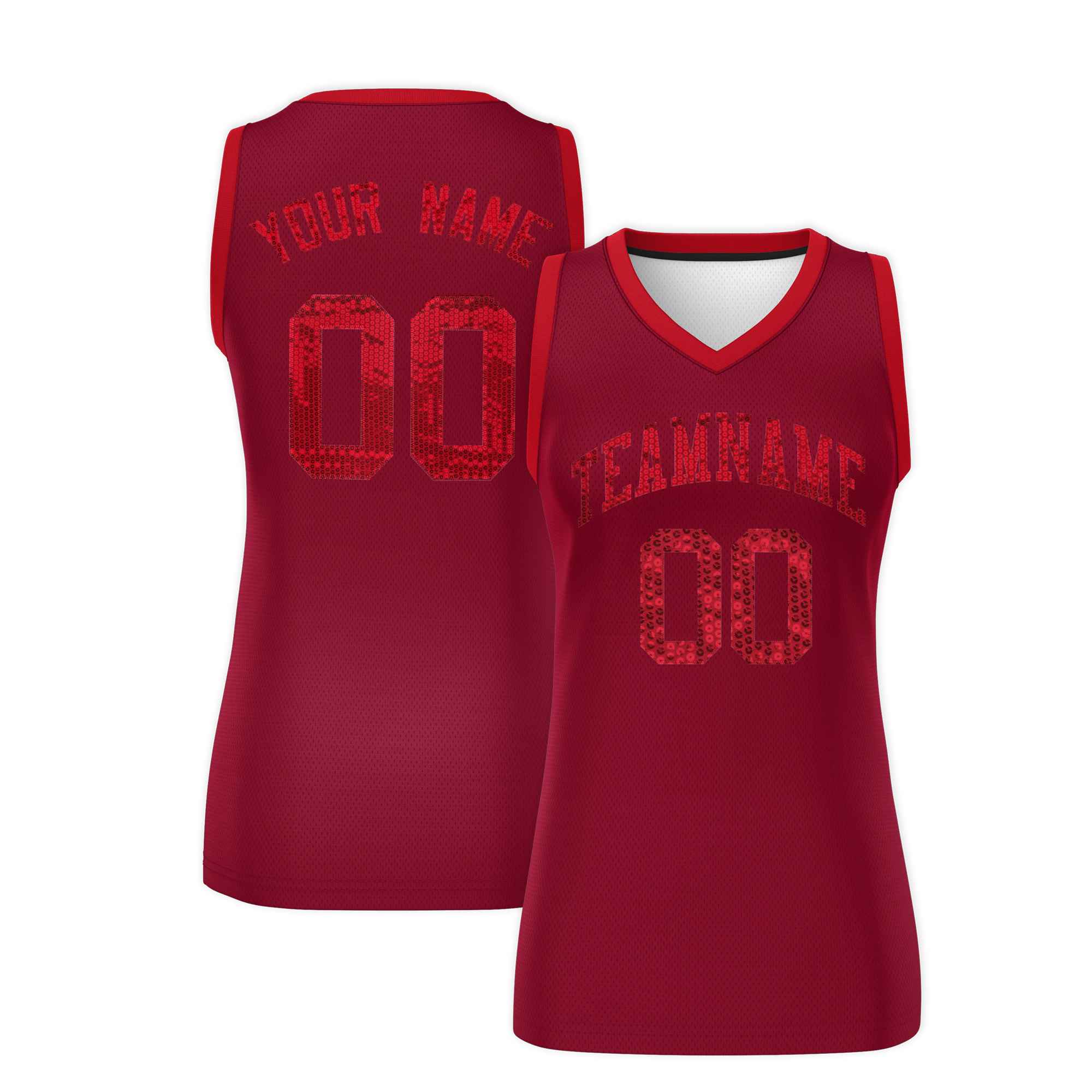 Custom Crimson Red Women Basketball Jersey Dress