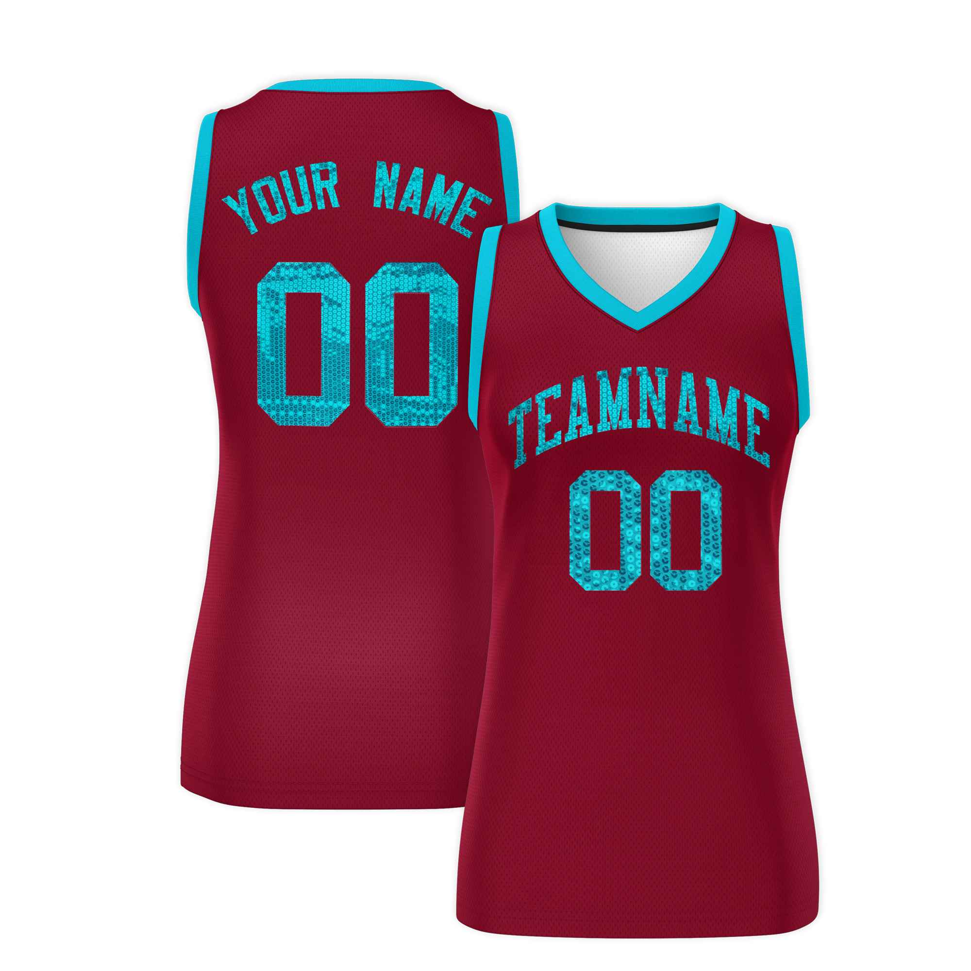 Custom Crimson Sky Blue Women Basketball Jersey Dress