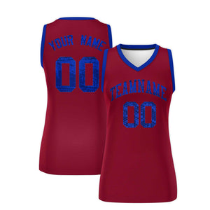 Custom Crimson Royal Women Basketball Jersey Dress