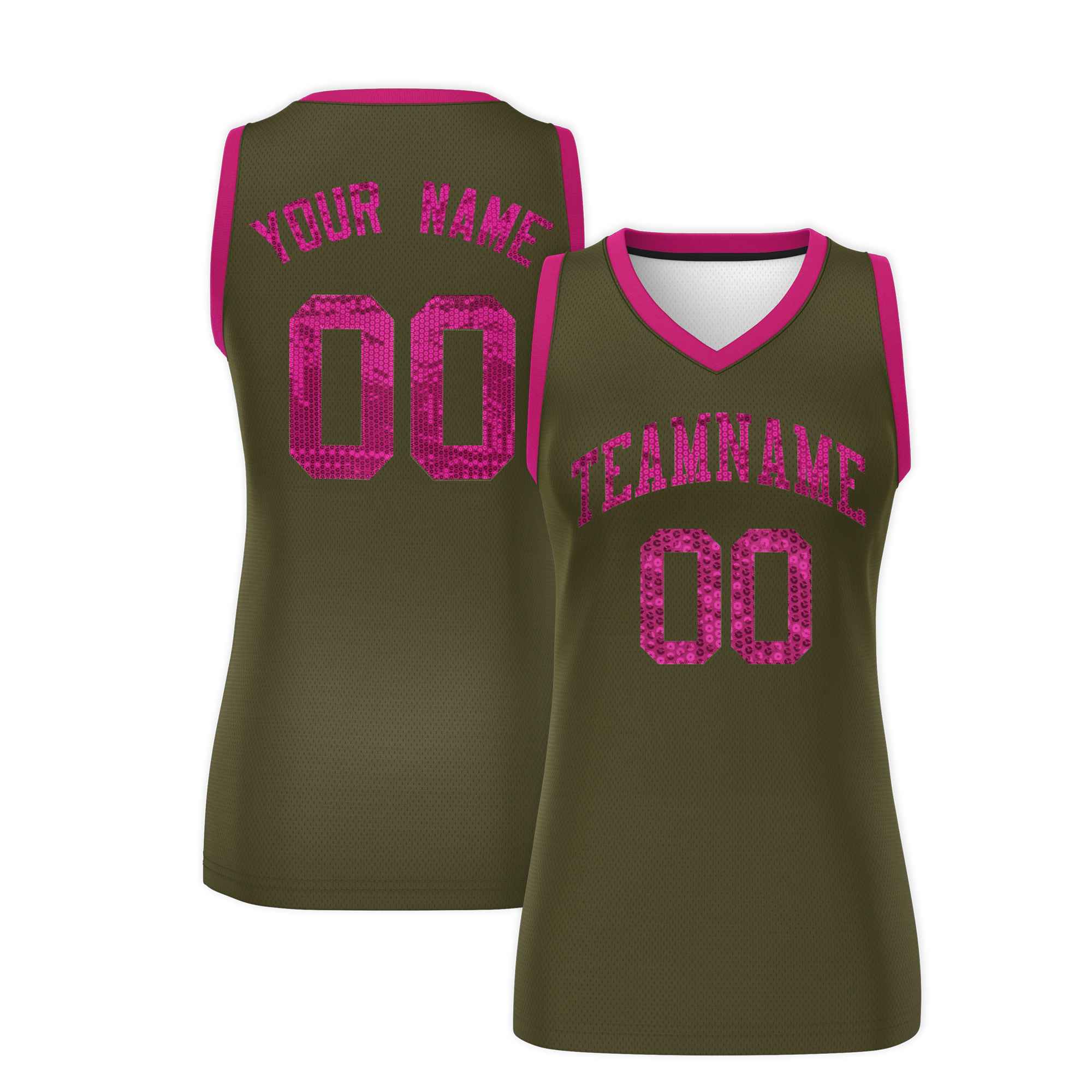 Custom Olive Pink Women Basketball Jersey Dress