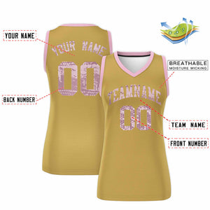 Custom Old Gold Light Pink Women Basketball Jersey Dress