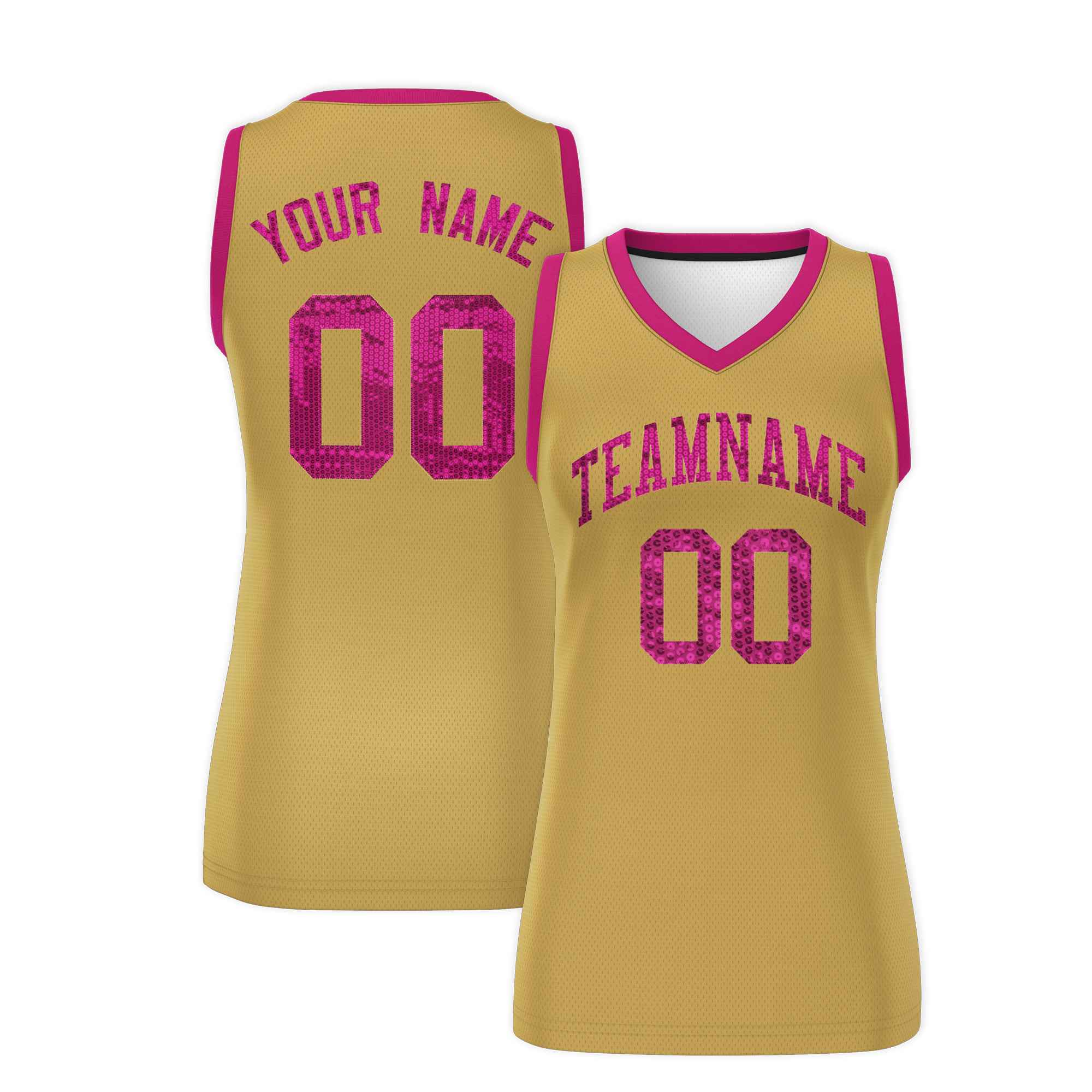 Custom Old Gold Pink Women Basketball Jersey Dress