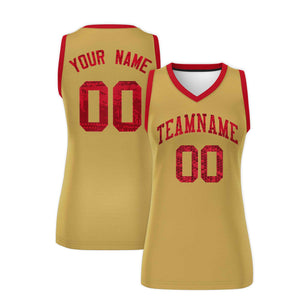 Custom Old Gold Red Women Basketball Jersey Dress