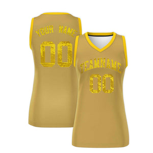 Custom Old Gold Gold Women Basketball Jersey Dress