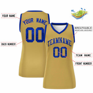 Custom Old Gold Royal Women Basketball Jersey Dress