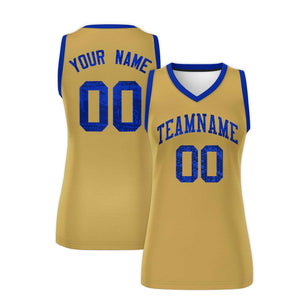 Custom Old Gold Royal Women Basketball Jersey Dress