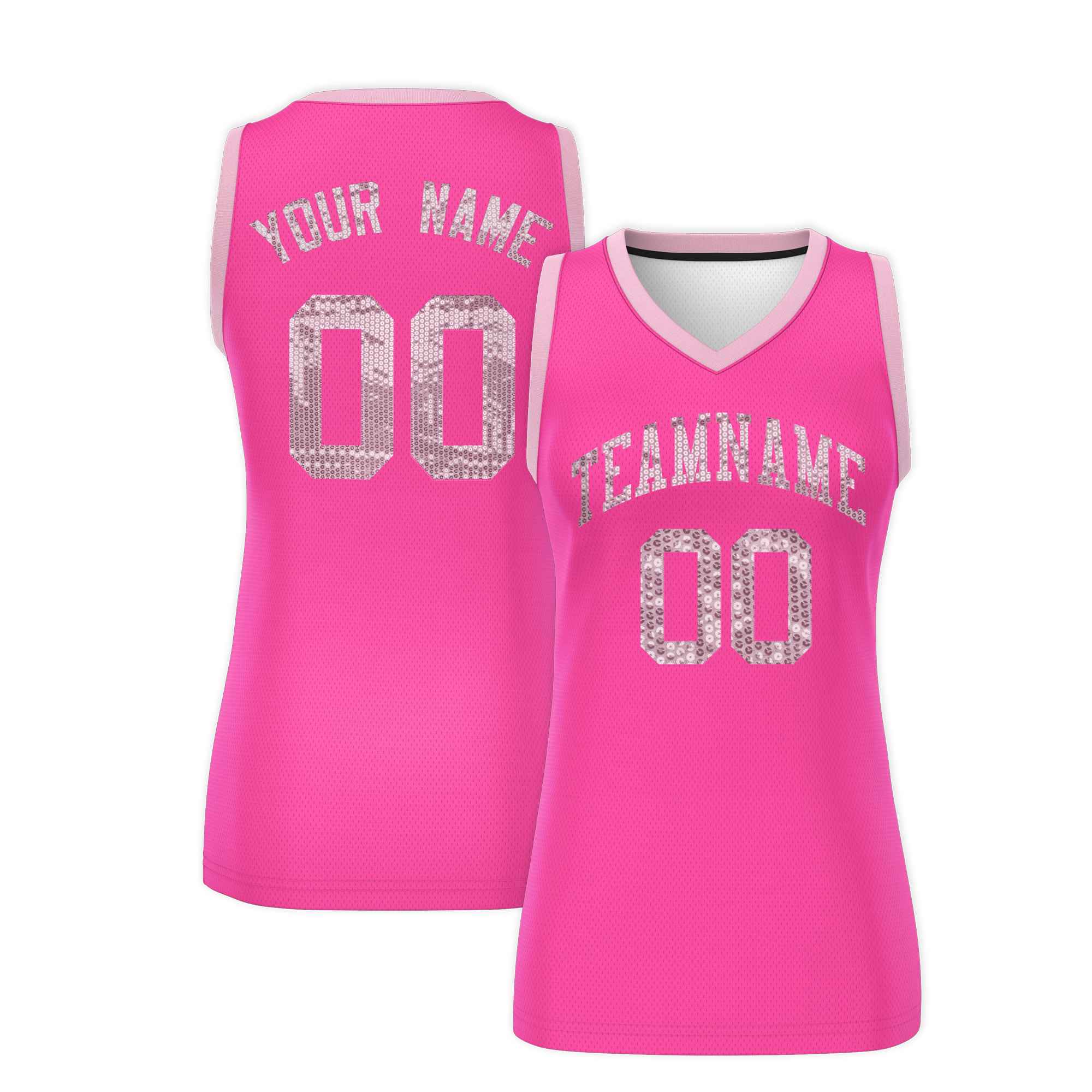 Custom Pink Light Pink Women Basketball Jersey Dress