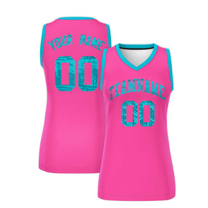 Custom Pink Sky Blue Women Basketball Jersey Dress