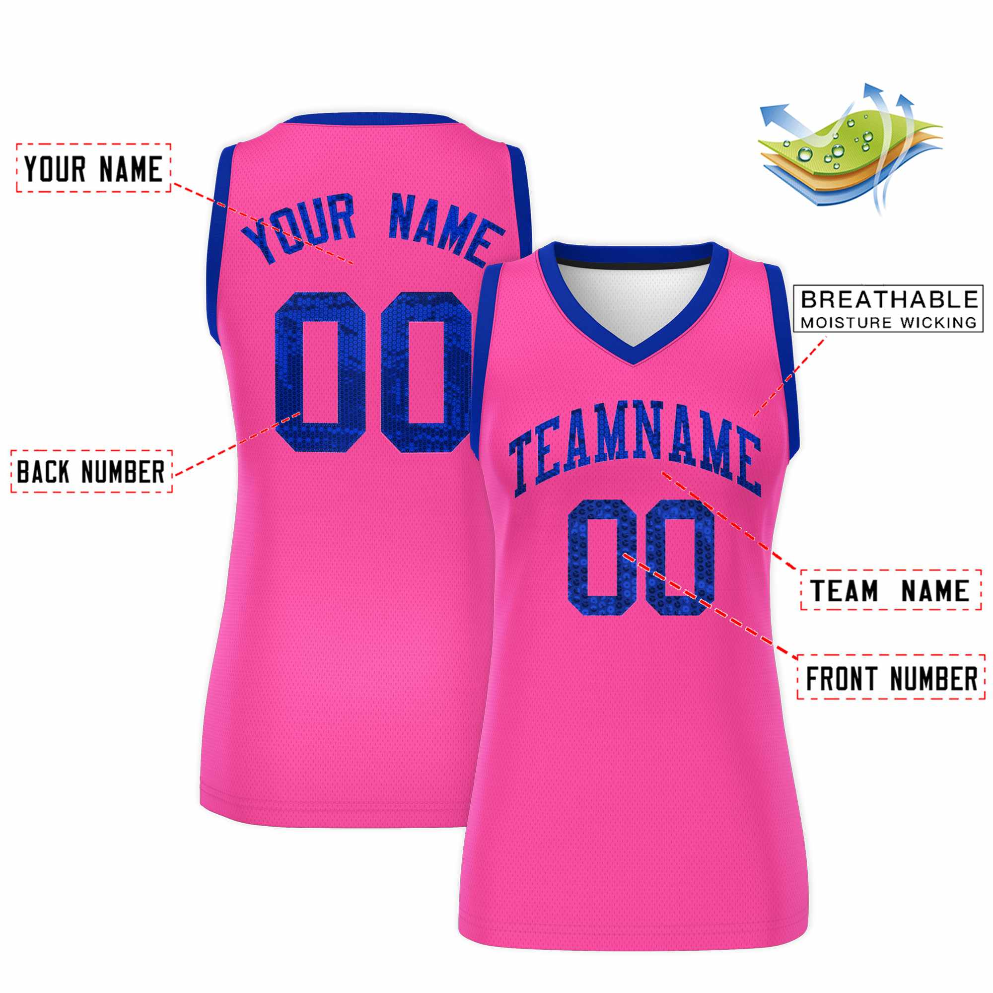 Custom Pink Royal Women Basketball Jersey Dress