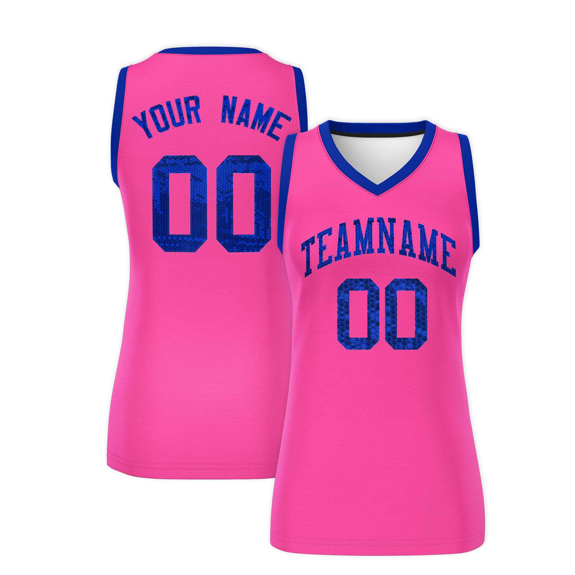 Custom Pink Royal Women Basketball Jersey Dress