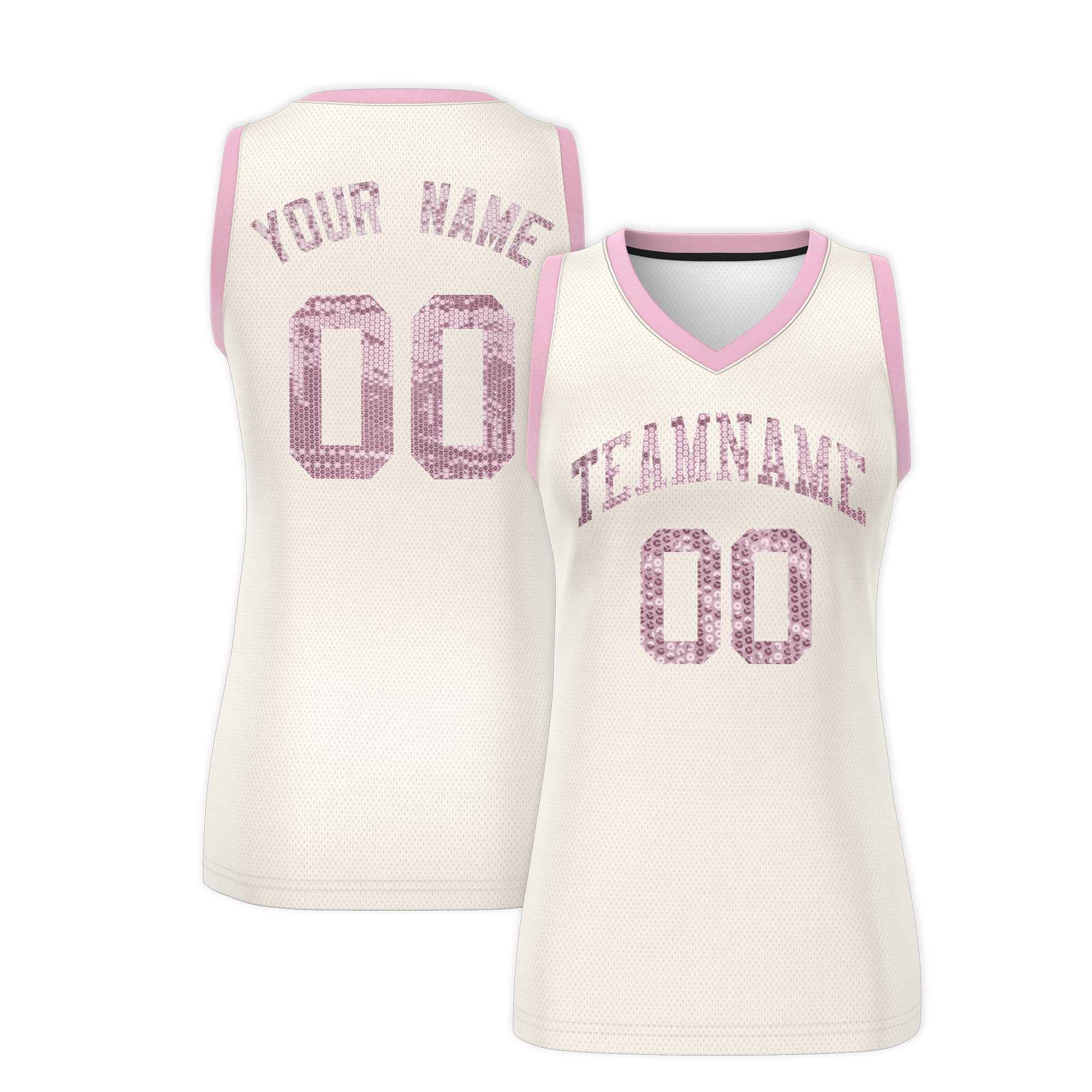 Custom Cream Light Pink Women Basketball Jersey Dress