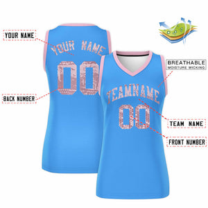 Custom Powder Blue Light Pink Women Basketball Jersey Dress