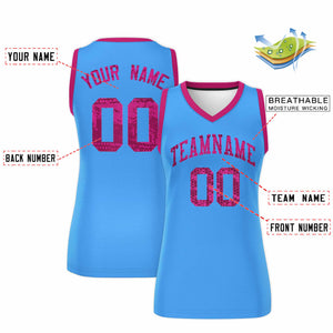 Custom Powder Blue Pink Women Basketball Jersey Dress