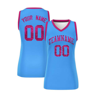 Custom Powder Blue Pink Women Basketball Jersey Dress