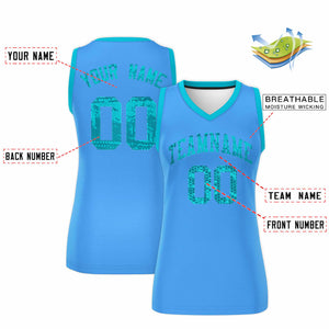 Custom Powder Blue Sky Blue Women Basketball Jersey Dress