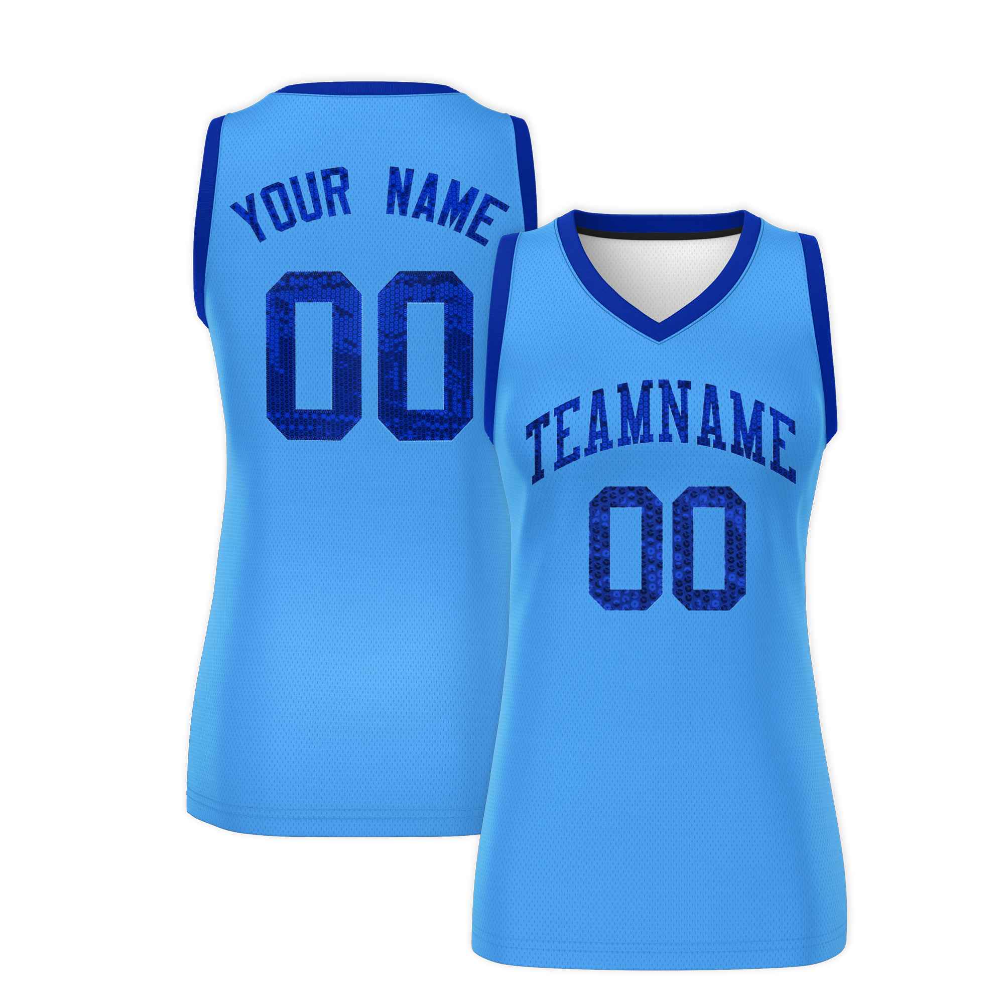 Custom Powder Blue Royal Women Basketball Jersey Dress