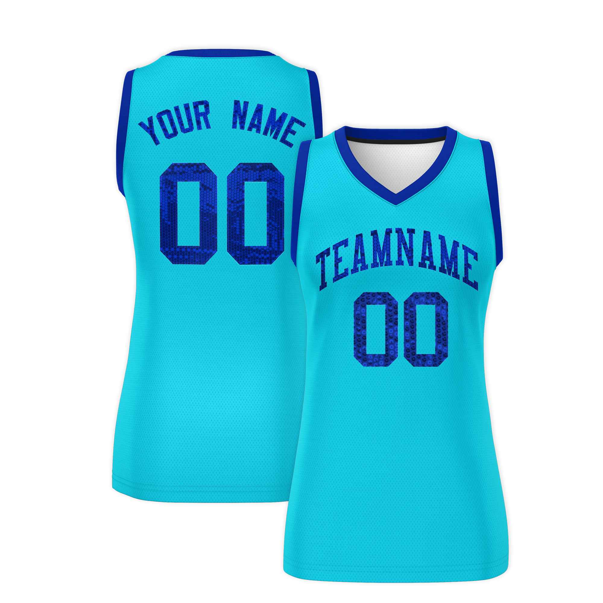 Custom Sky Blue Royal Women Basketball Jersey Dress