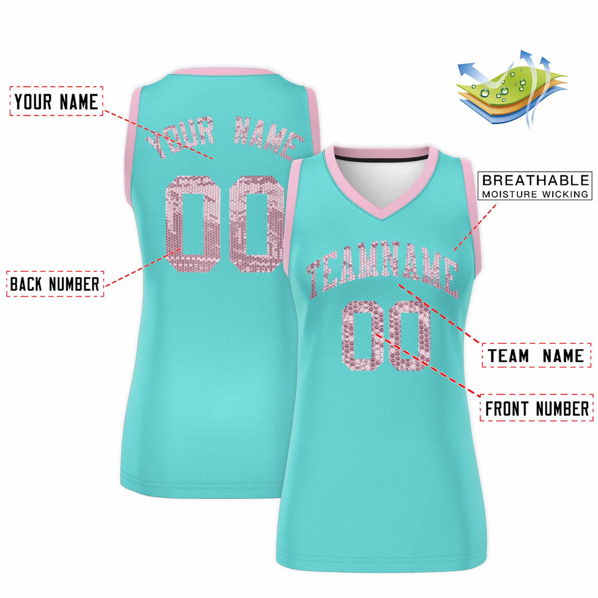 Custom Bright Green Light Pink Women Basketball Jersey Dress