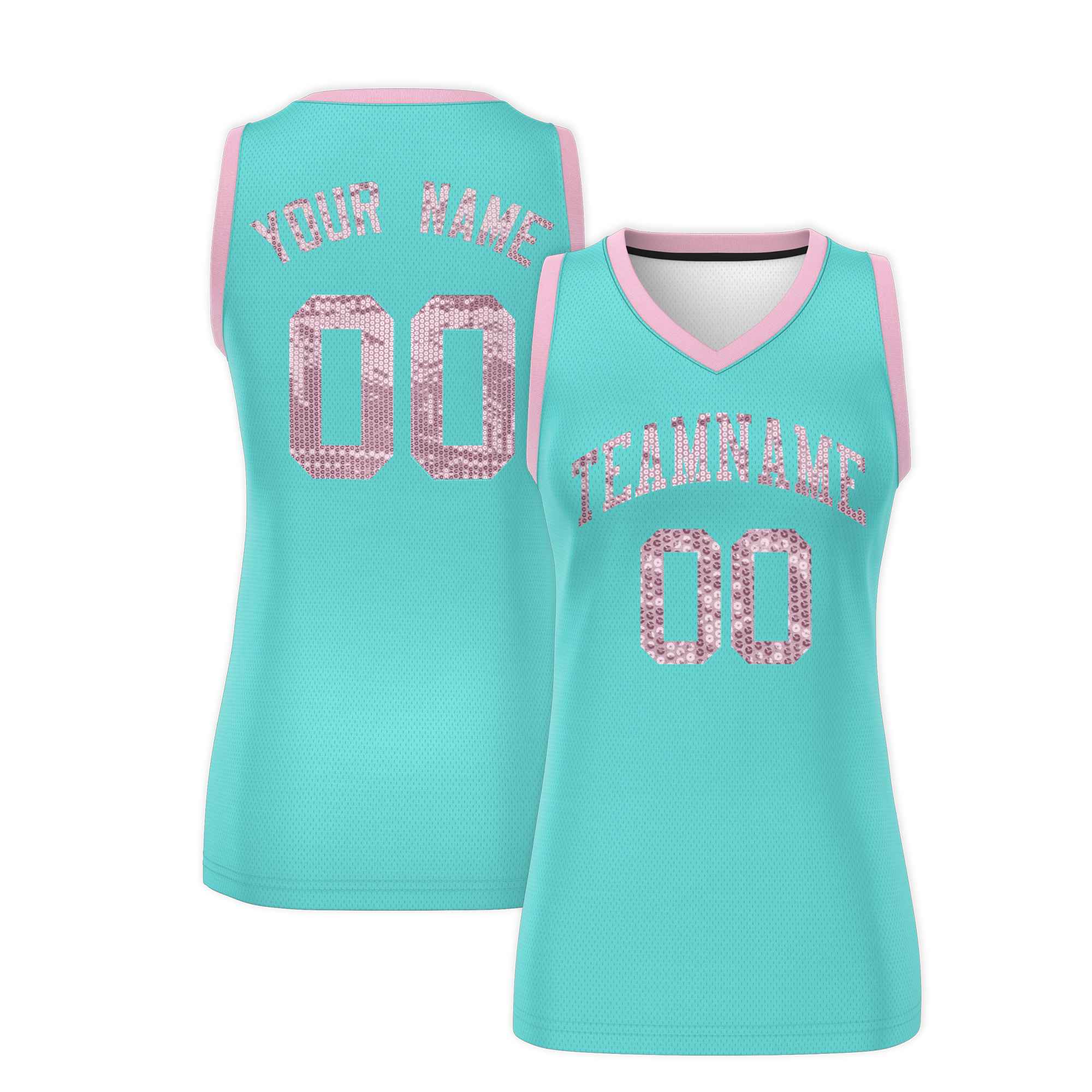 Custom Bright Green Light Pink Women Basketball Jersey Dress