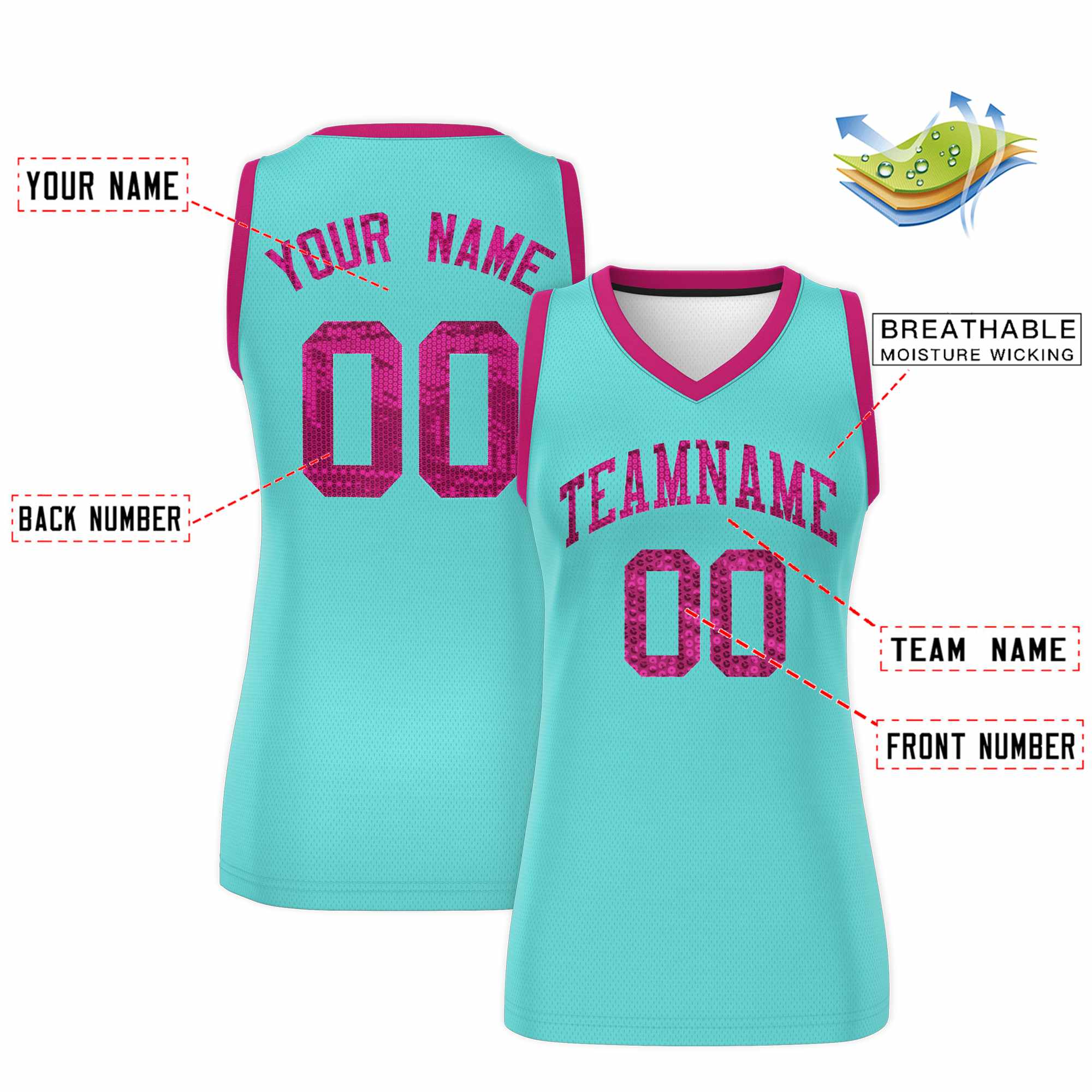 Custom Bright Green Pink Women Basketball Jersey Dress