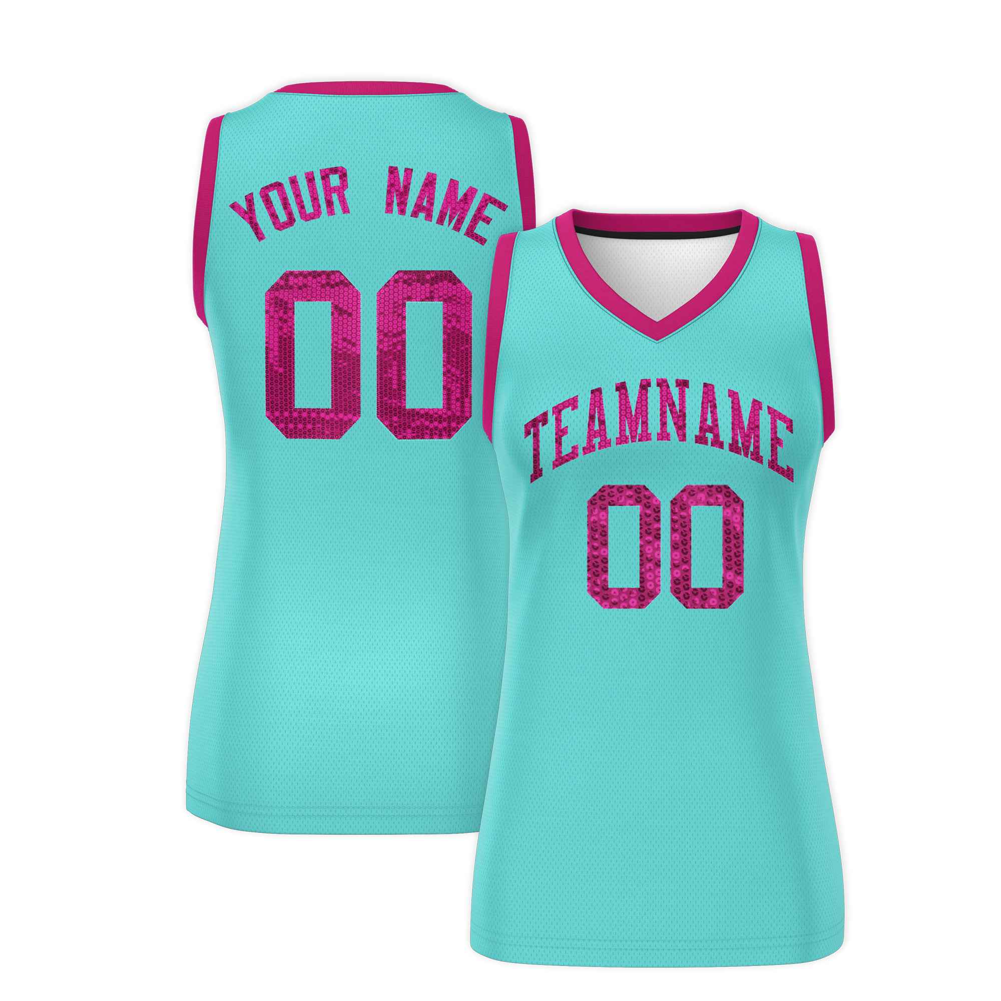 Custom Bright Green Pink Women Basketball Jersey Dress