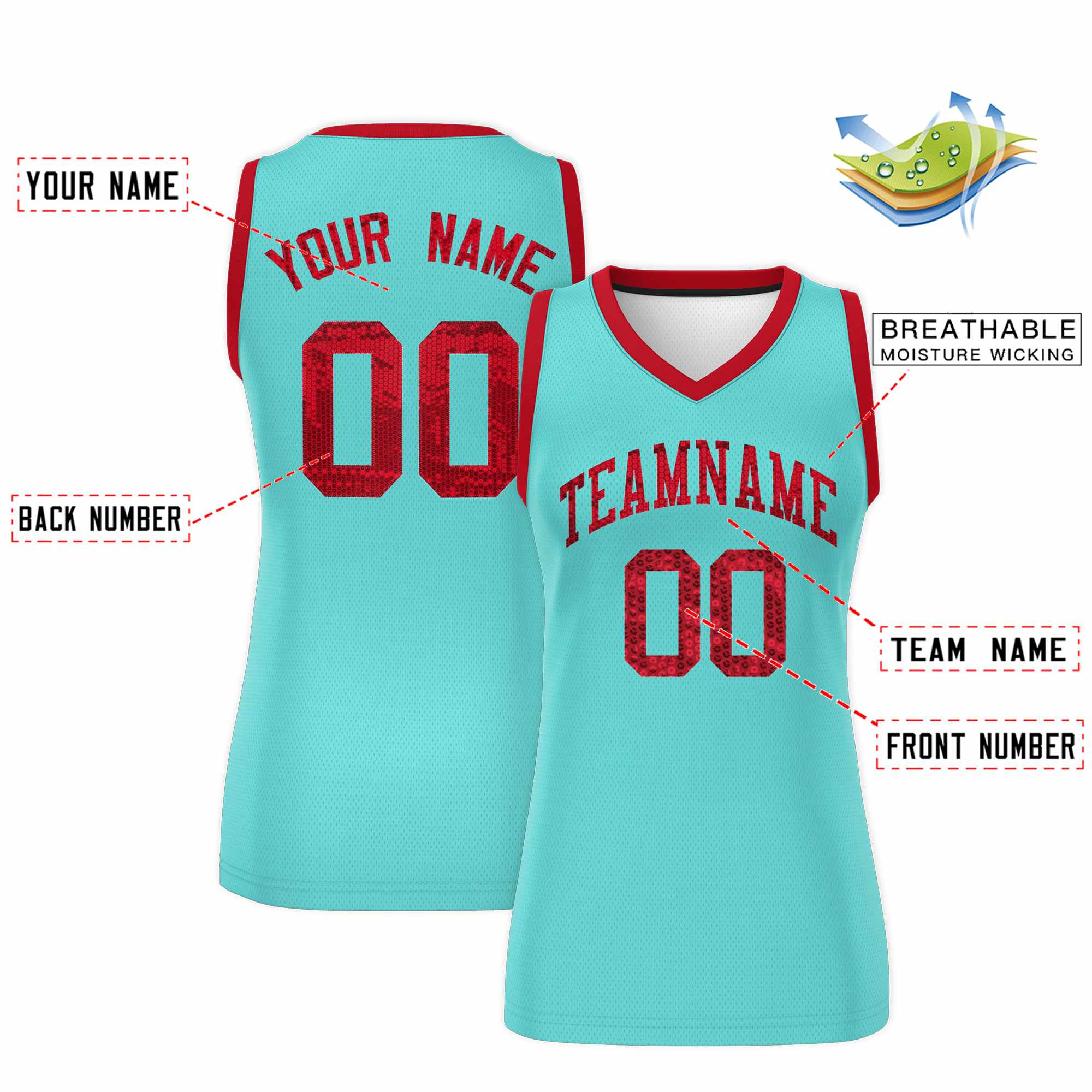 Custom Bright Green Red Women Basketball Jersey Dress