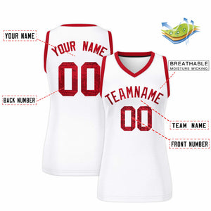 Custom White Red Women Basketball Jersey Dress