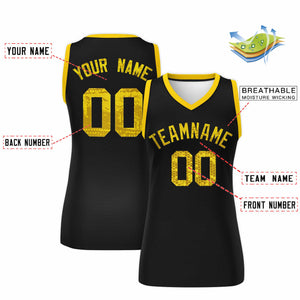 Custom Black Gold Women Basketball Jersey Dress