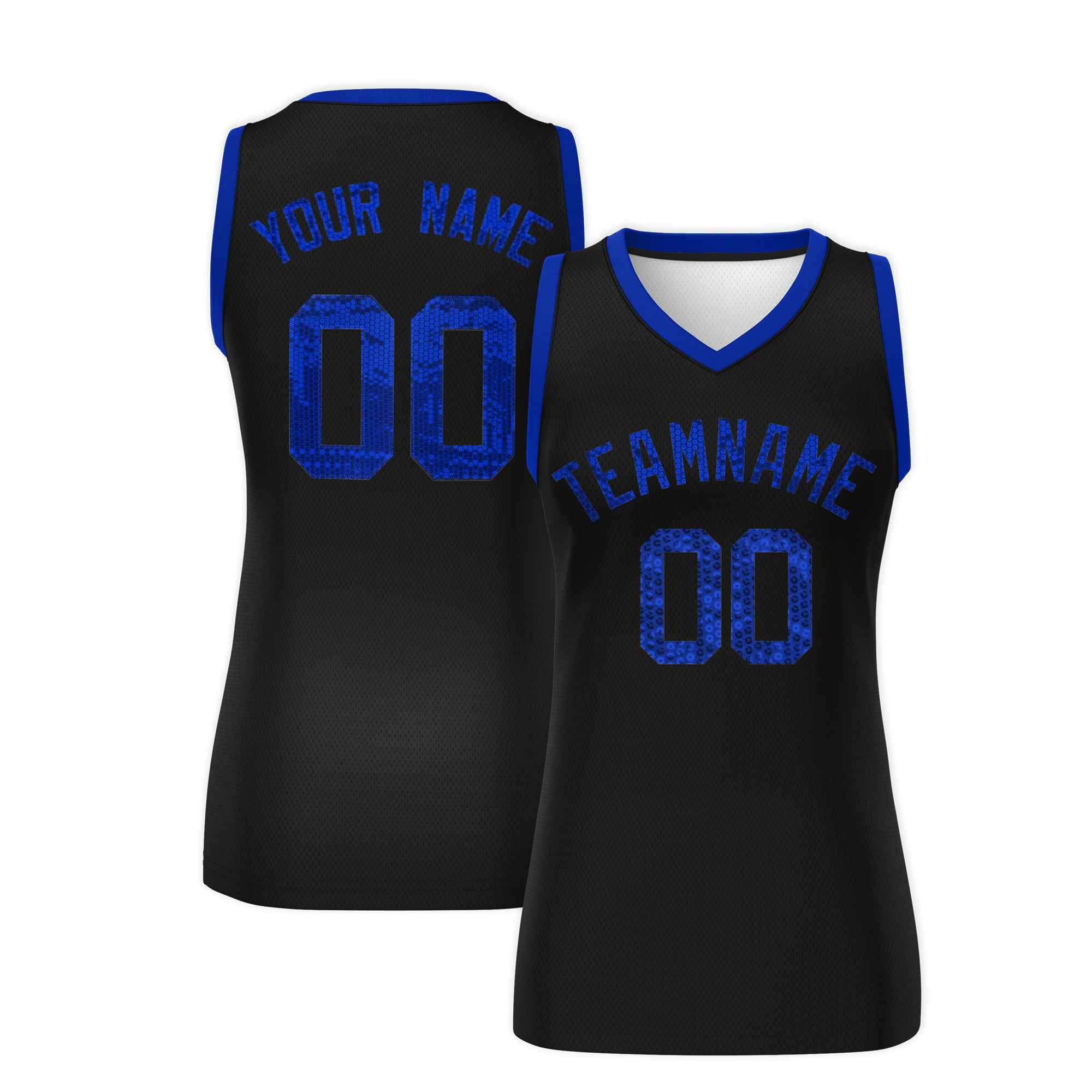 Custom Black Royal Women Basketball Jersey Dress