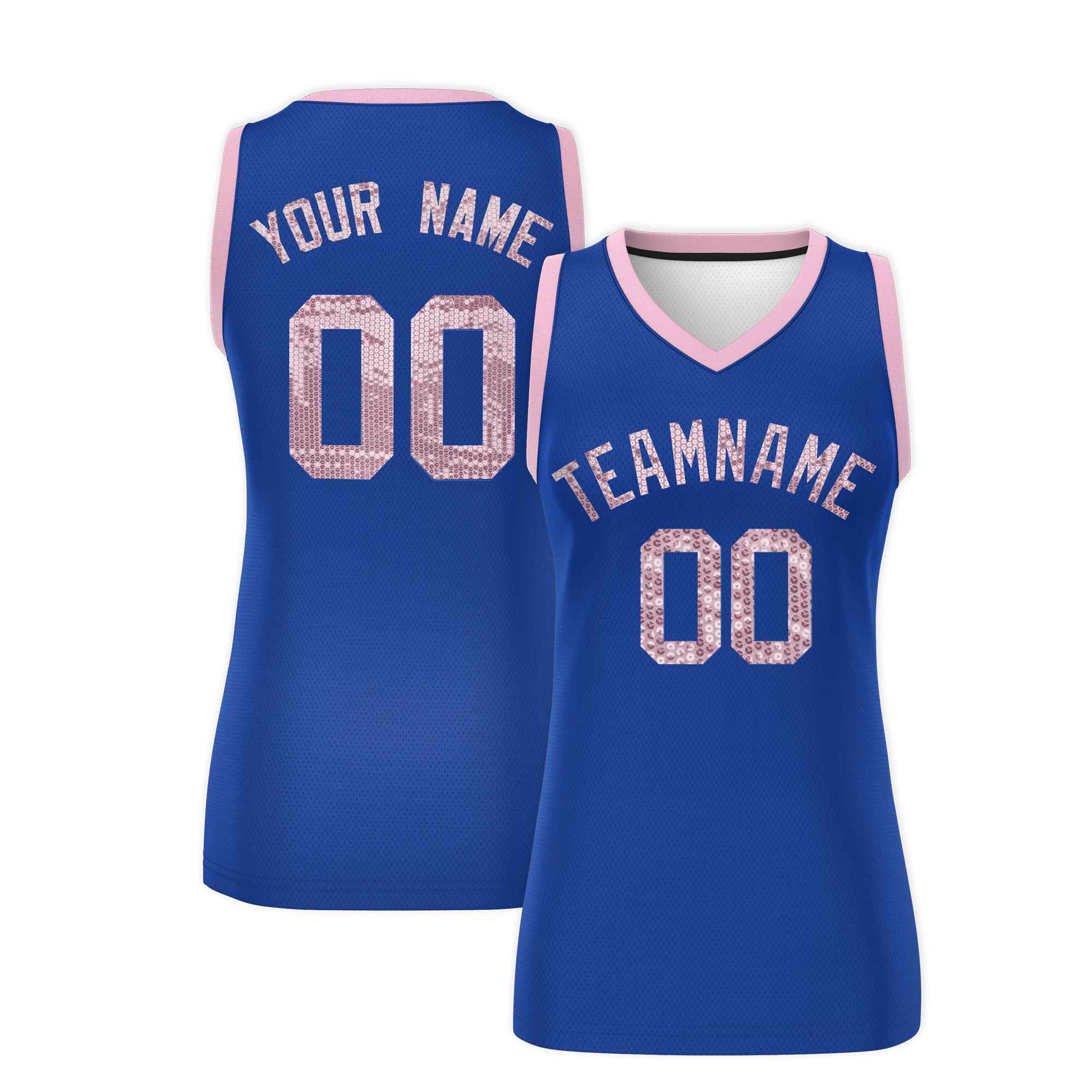 Custom Royal Light Pink Women Basketball Jersey Dress