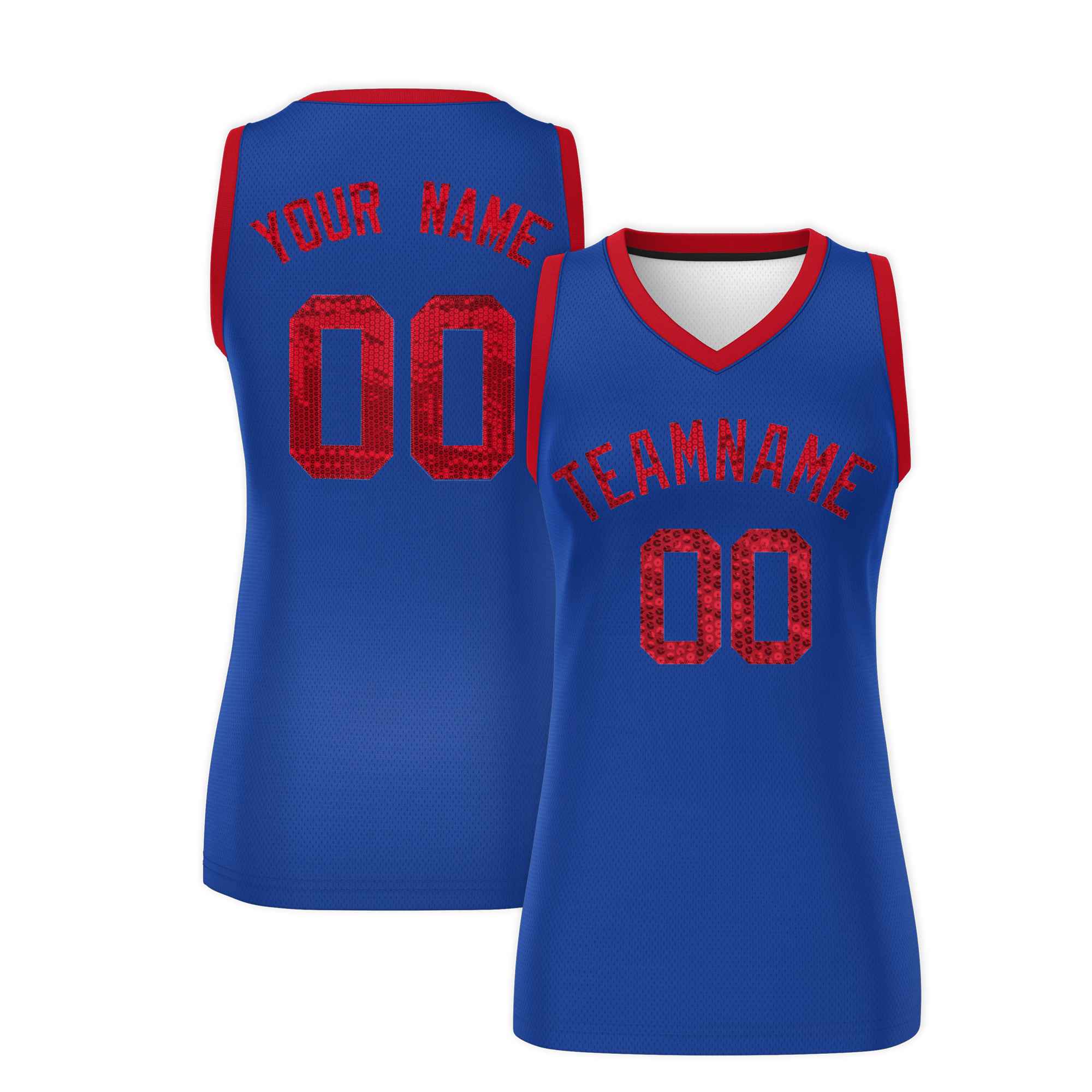 Custom Royal Red Women Basketball Jersey Dress