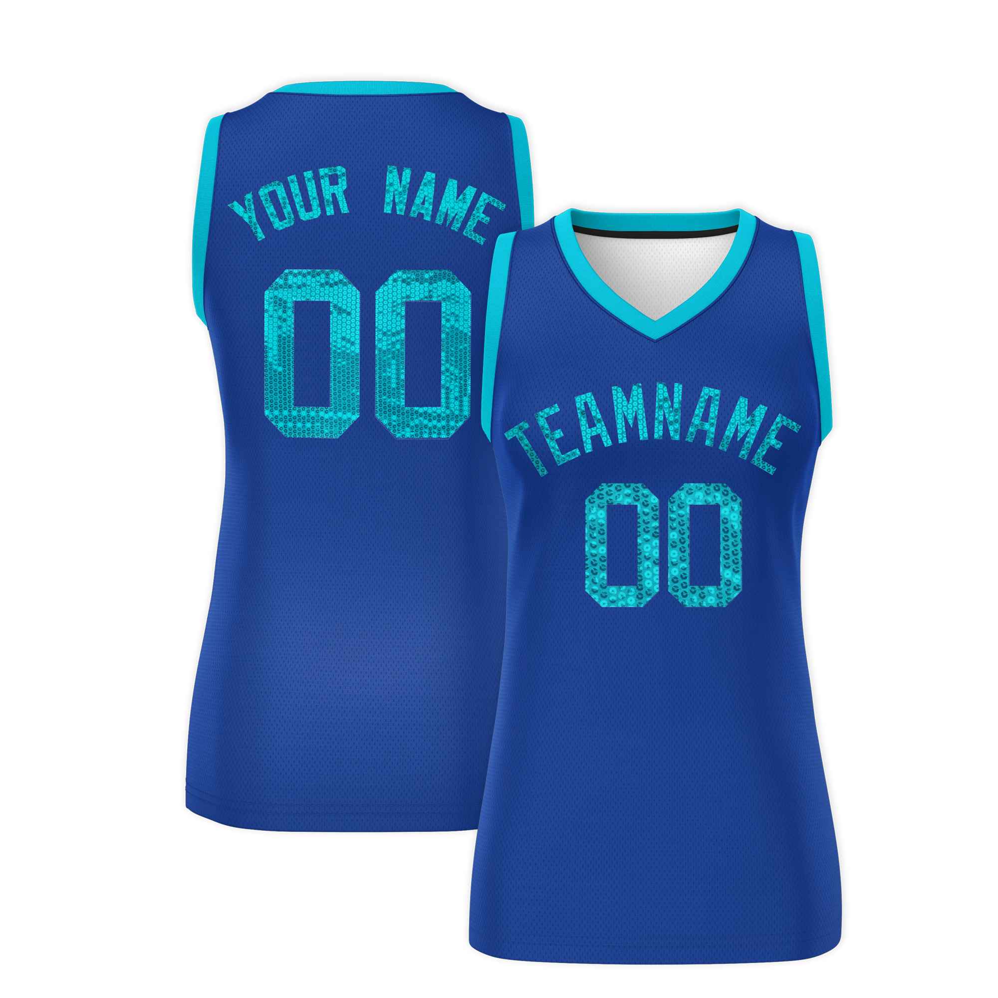 Custom Royal Sky Blue Women Basketball Jersey Dress