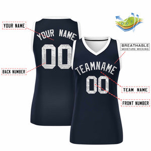 Custom Navy White Women Basketball Jersey Dress