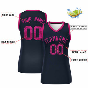 Custom Navy Pink Women Basketball Jersey Dress