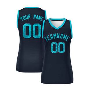 Custom Navy Sky Blue Women Basketball Jersey Dress