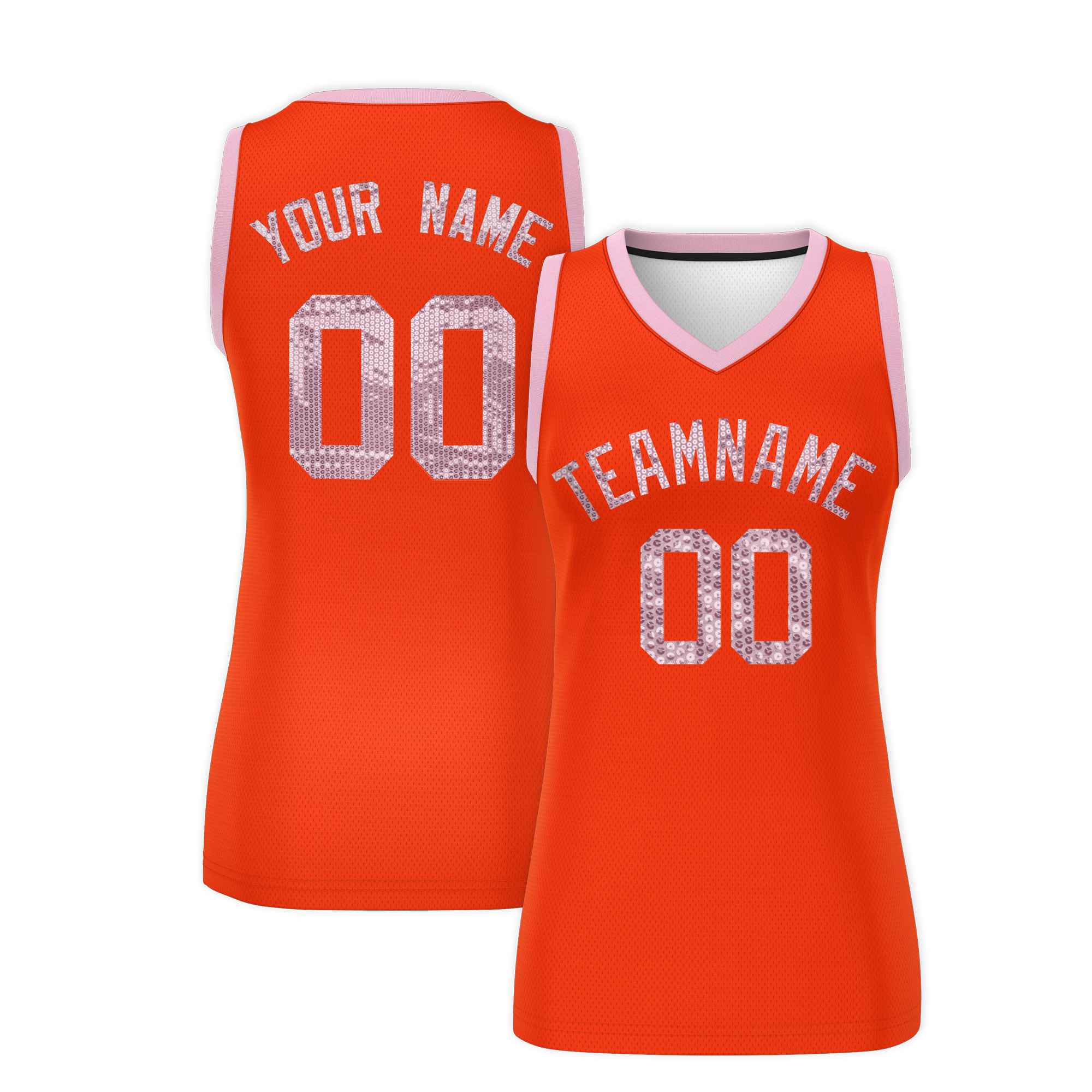 Custom Orange Light Pink Women Basketball Jersey Dress