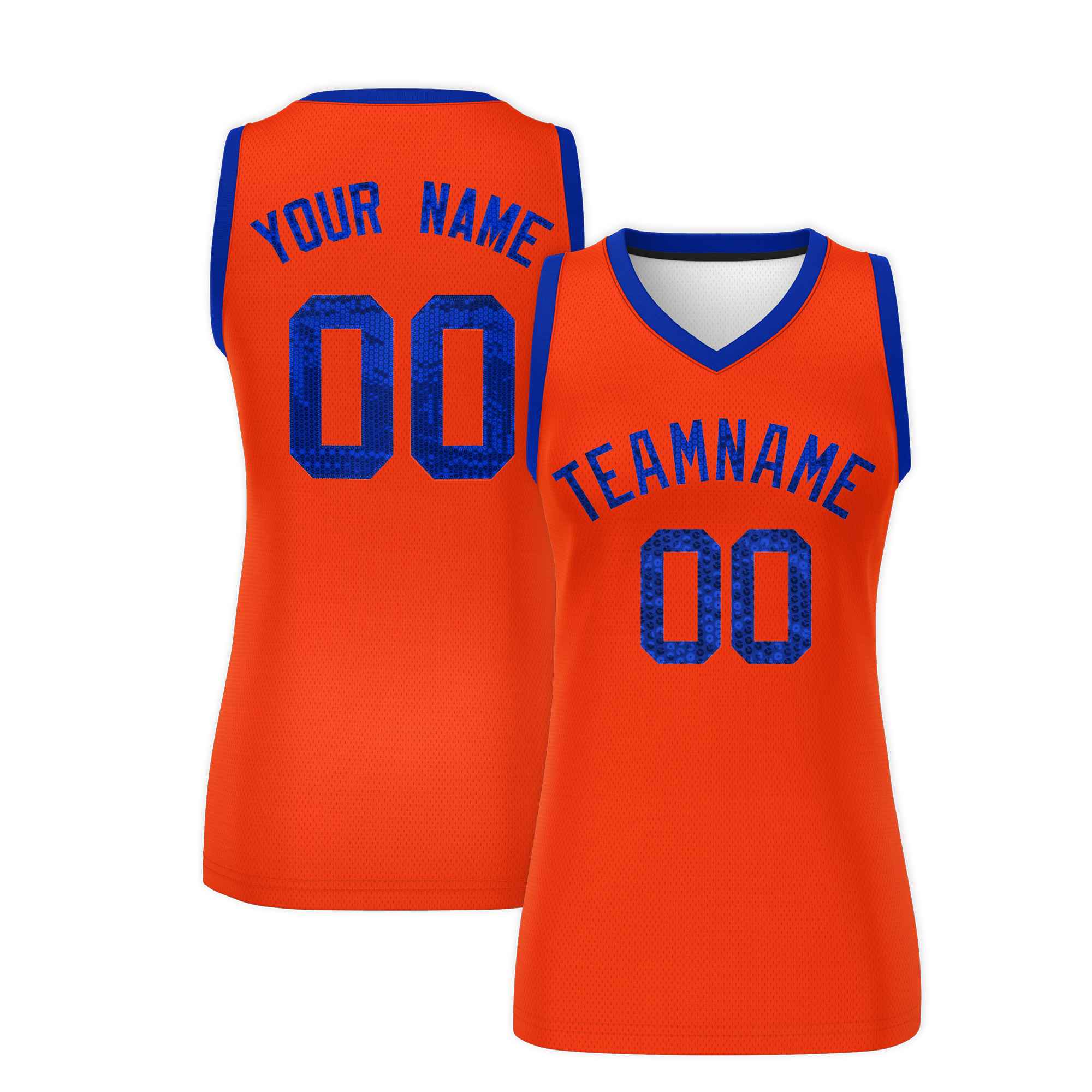 Custom Orange Royal Women Basketball Jersey Dress