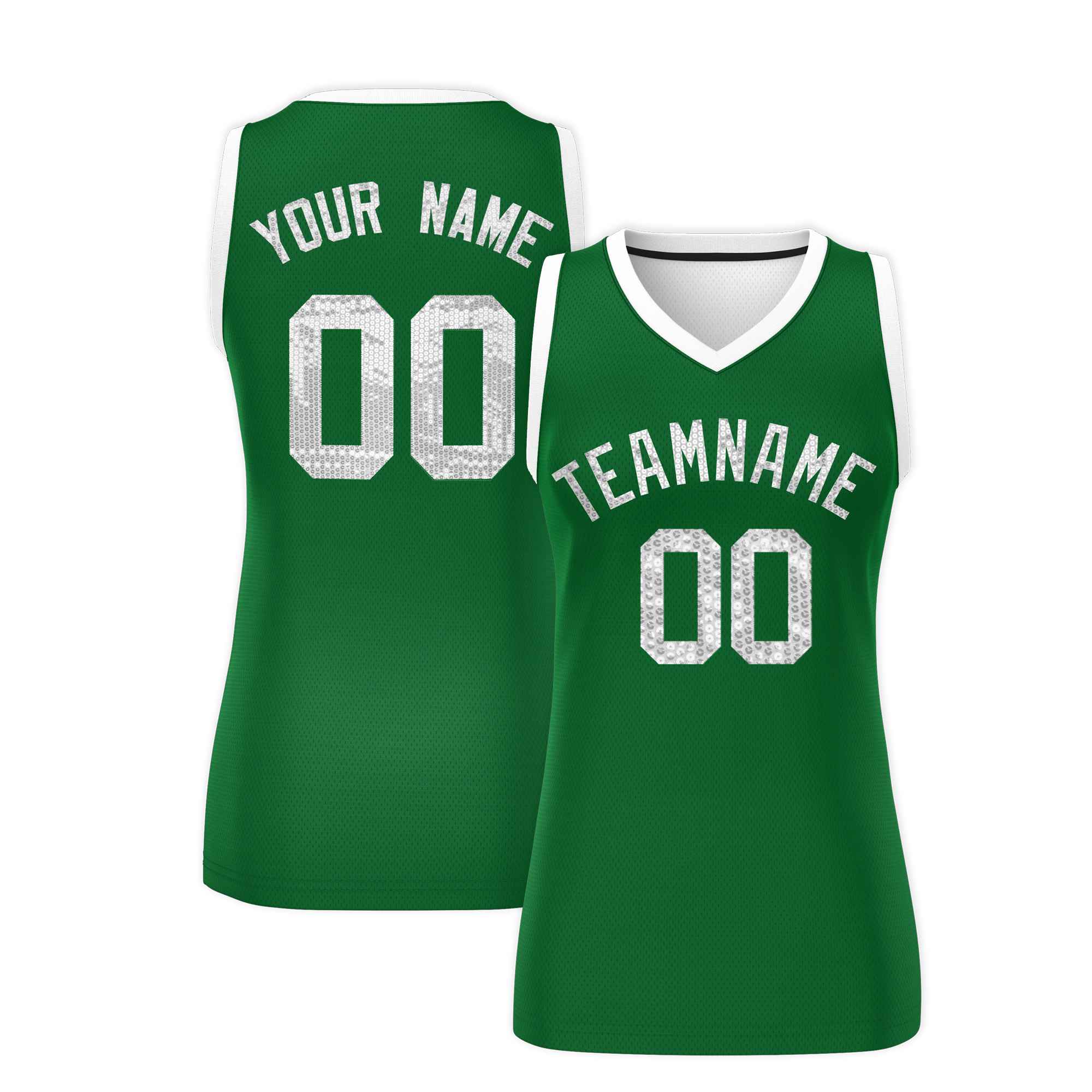 Custom Kelly Green White Women Basketball Jersey Dress