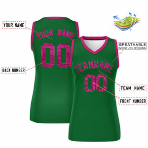 Custom Kelly Green Pink Women Basketball Jersey Dress