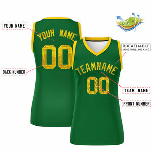 Custom Kelly Green Gold Women Basketball Jersey Dress