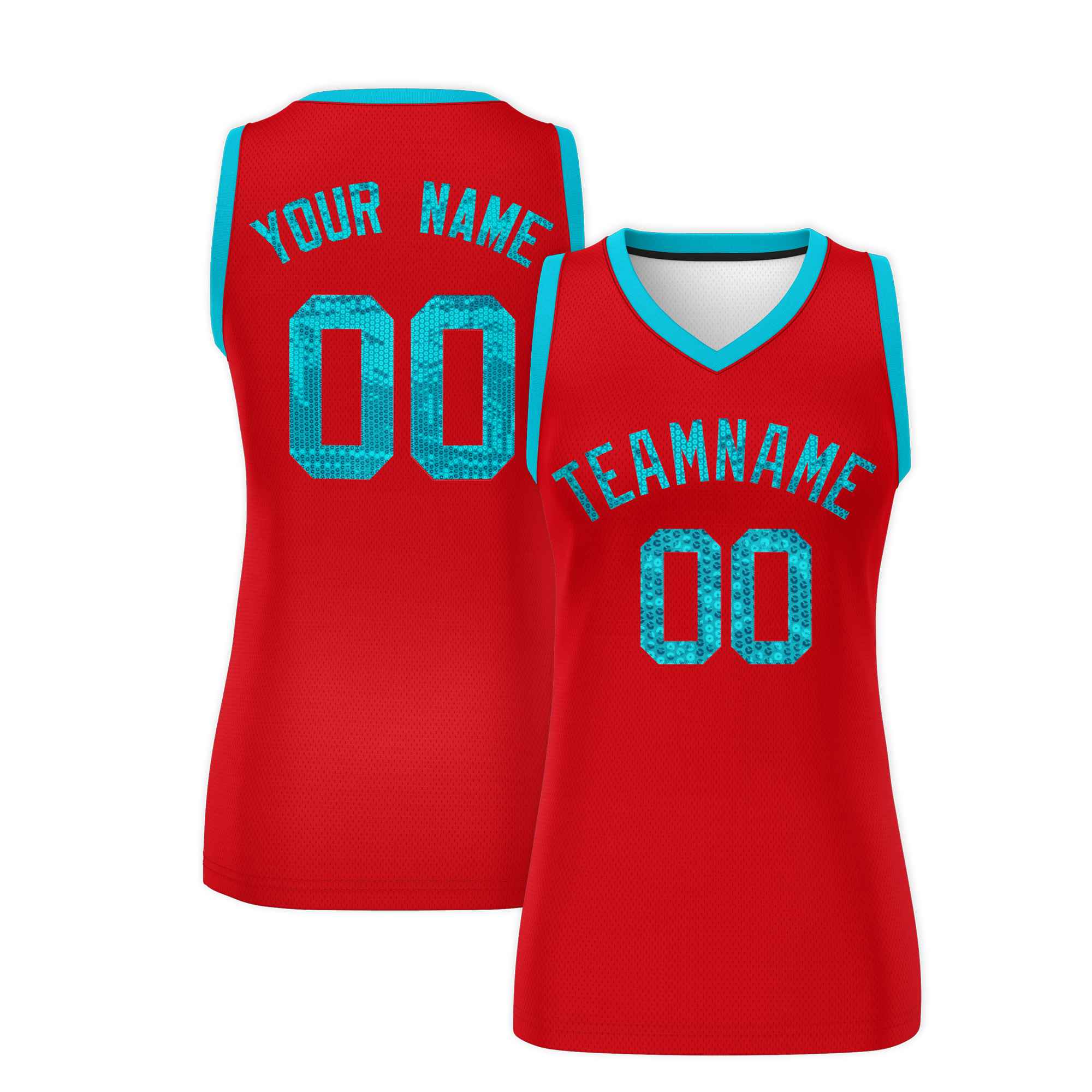 Custom Red Sky Blue Women Basketball Jersey Dress