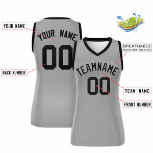 Custom Silver Black Women Basketball Jersey Dress